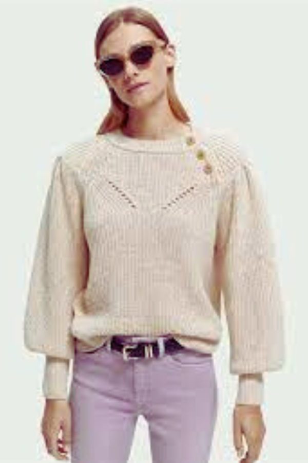 Cozy Button-Shoulder Knit Sweater